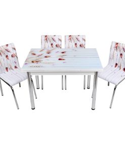 Masa sticla GLORIA si 4 scaune