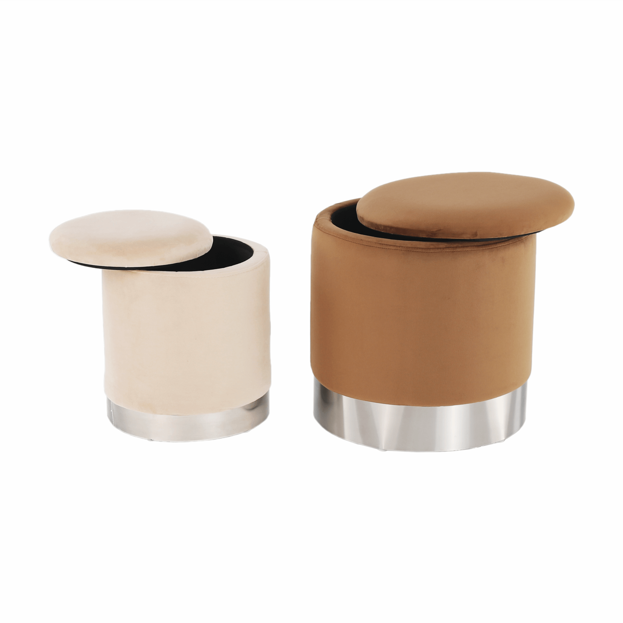 Set două taburete, maro/crom argintiu şi bej/crom argintiu, AIGUL SET - imagine 4