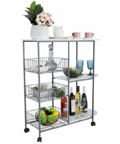 Măsuţă multifuncţională, alb/argintiu, ATRES