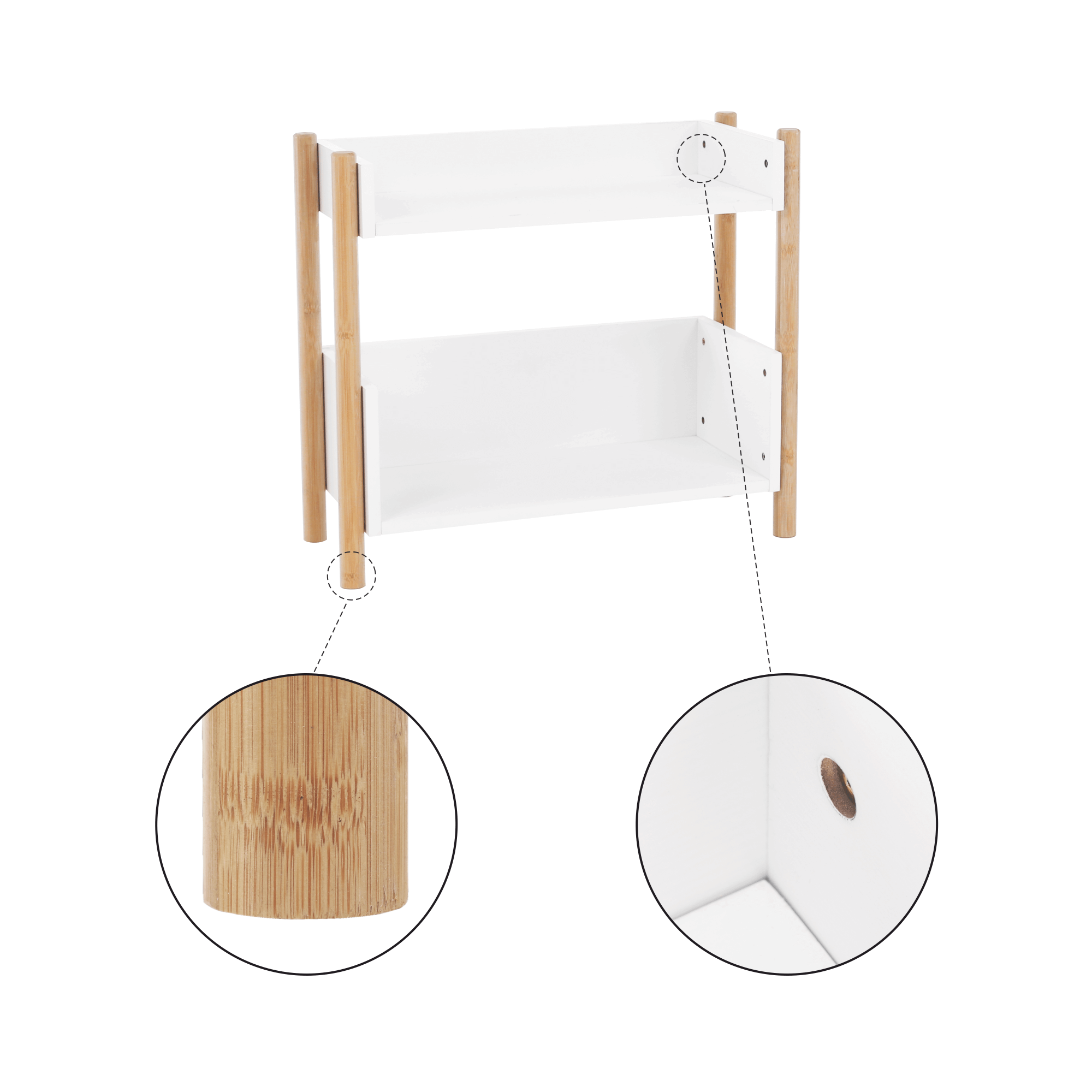 Etajeră bambus natural/alb BALTIKA