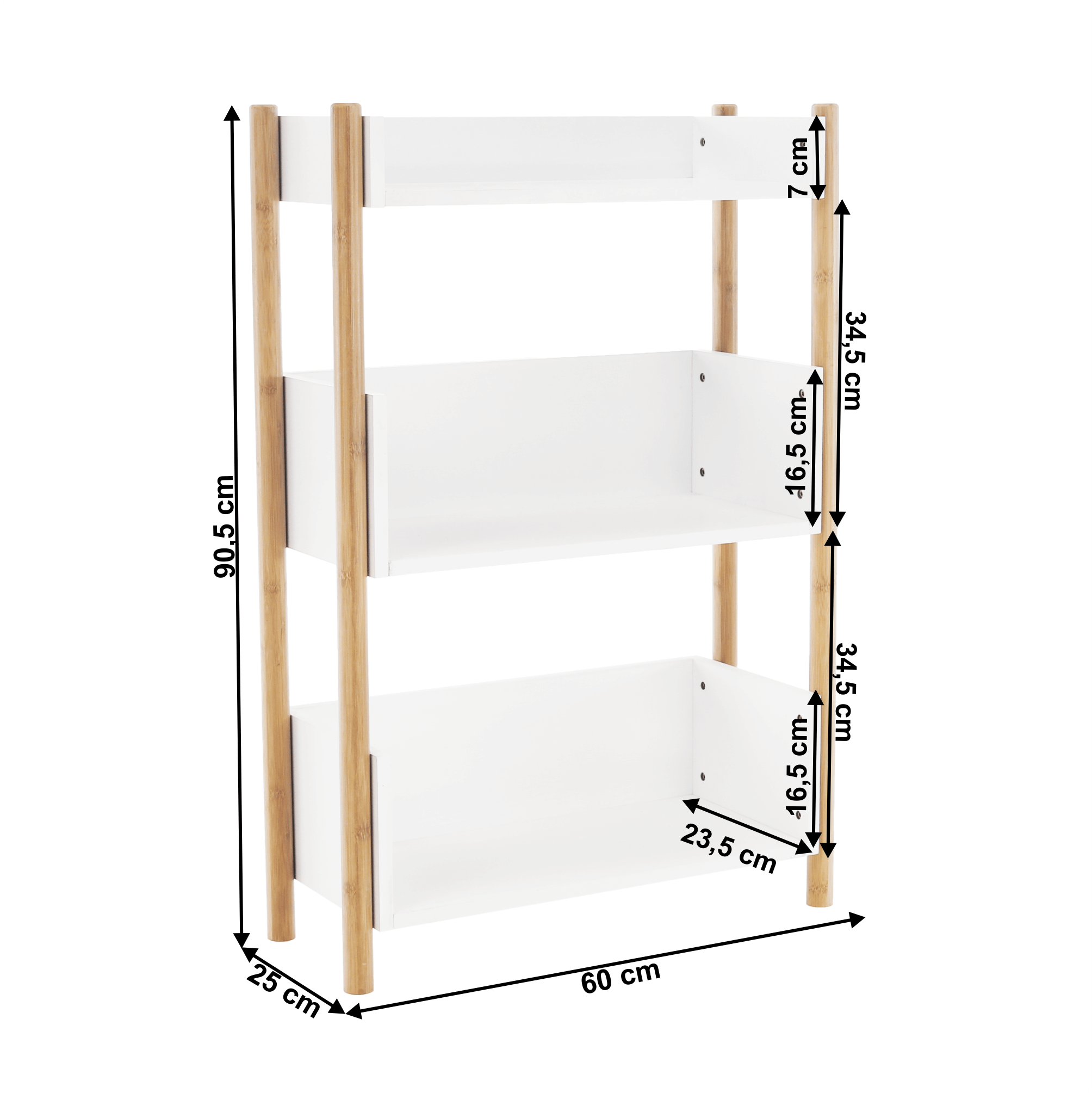 Etajeră bambus natural/alb BALTIKA