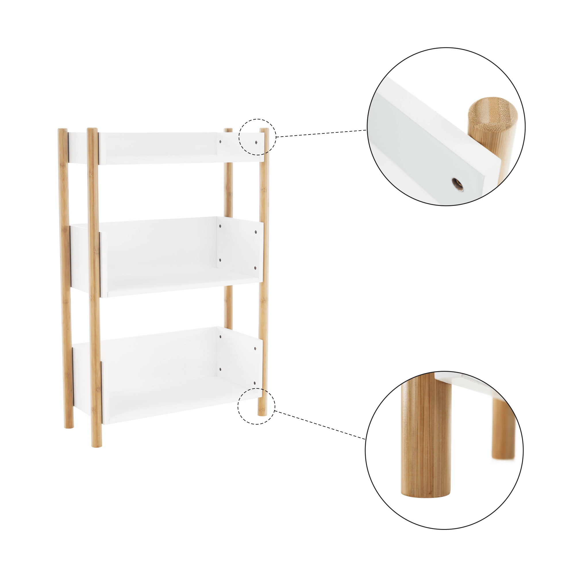 Etajeră bambus natural/alb BALTIKA