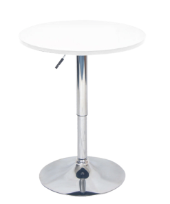 Masă de bar cu înălţime reglabilă, alb, BRANY