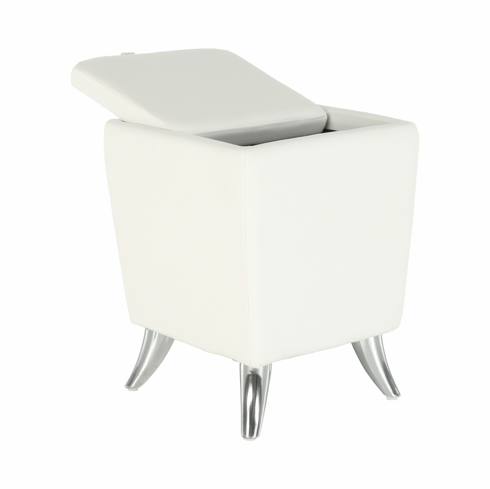 Taburet, piele ecologică albă/picioare cromate, DARS NEW - imagine 9