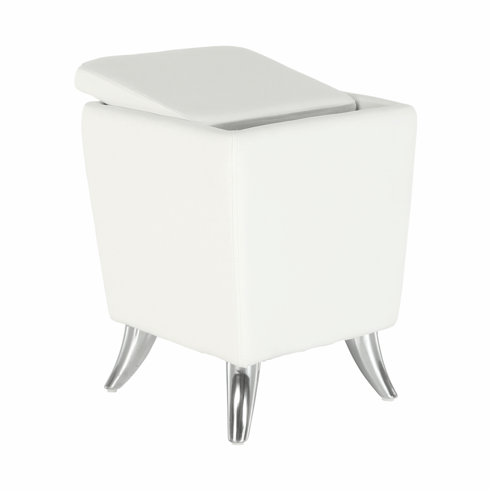 Taburet, piele ecologică albă/picioare cromate, DARS NEW - imagine 8