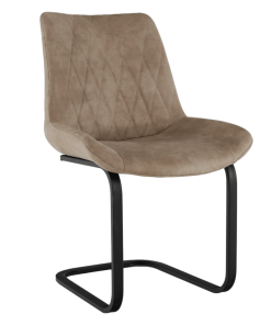 Scaun dining, ţesătură maro cu efect de piele întoarsă, DENTA