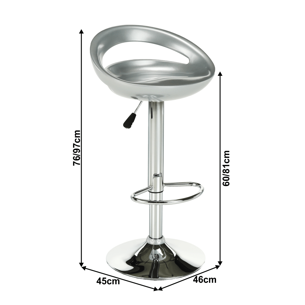 Scaun bar, argintiu/inox, DONGO NOVE - imagine 2