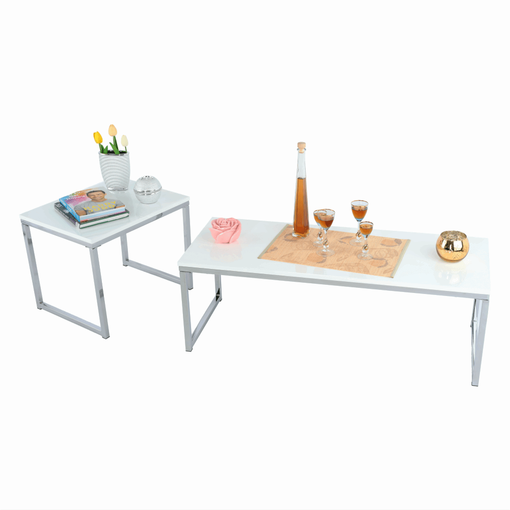 Set 2 măsuţe de cafea, alb extra lucios, ENISOL TYP 2 - imagine 28