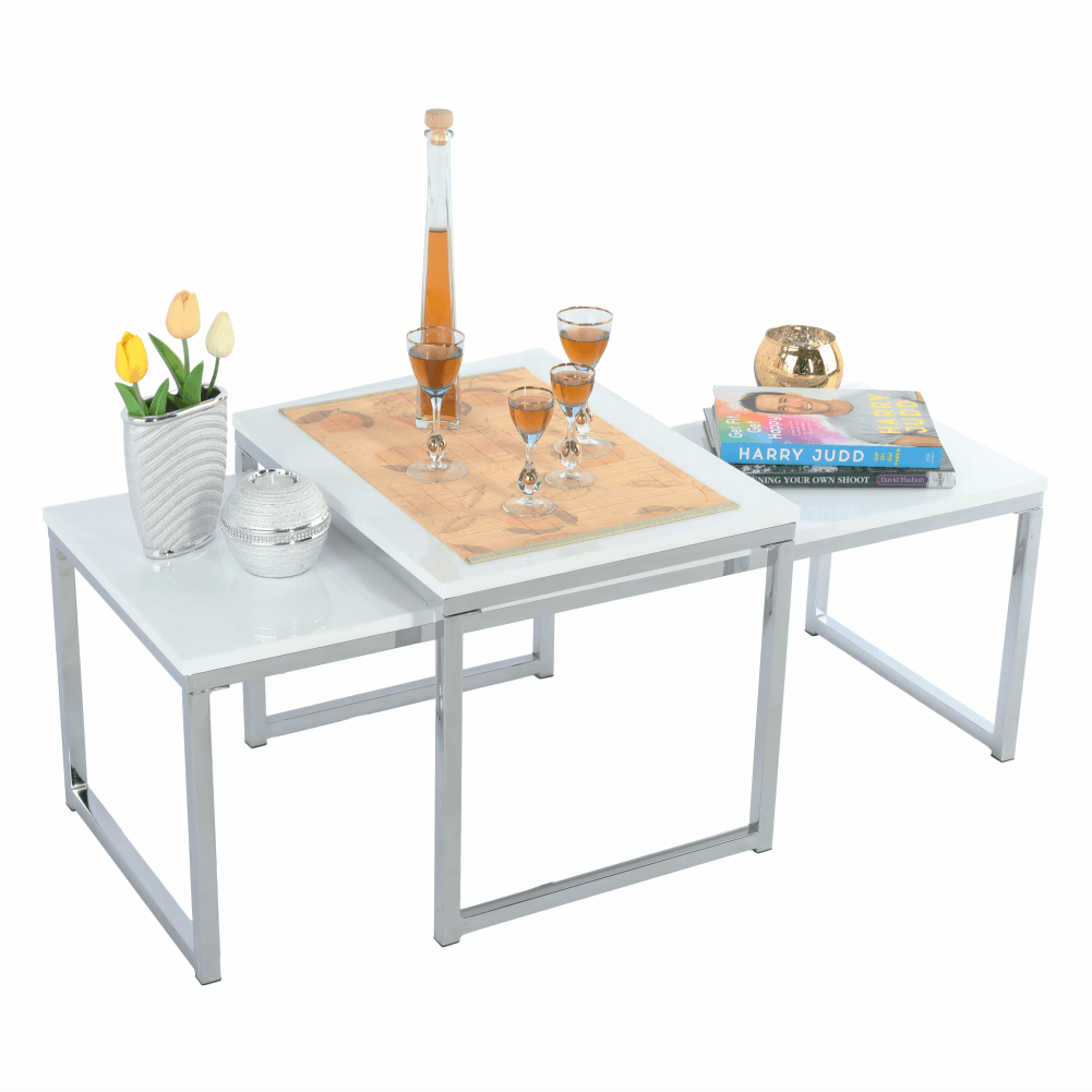 Set 2 măsuţe de cafea, alb extra lucios, ENISOL TYP 2 - imagine 26