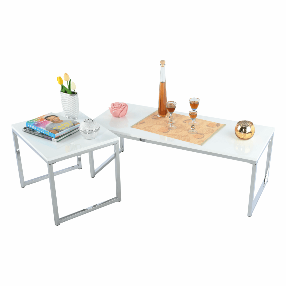 Set 2 măsuţe de cafea, alb extra lucios, ENISOL TYP 2 - imagine 25