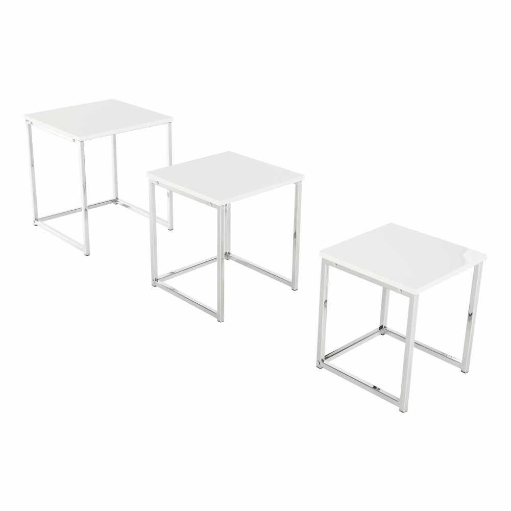 Set 3 măsuţe de cafea, alb extra lucios, ENISOL TYP 3 - imagine 20