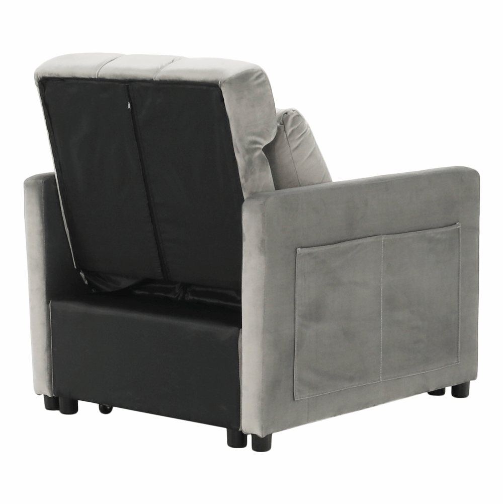 Fotoliu extensibil, catifea Velvet gri deschis, IGRIM - imagine 3