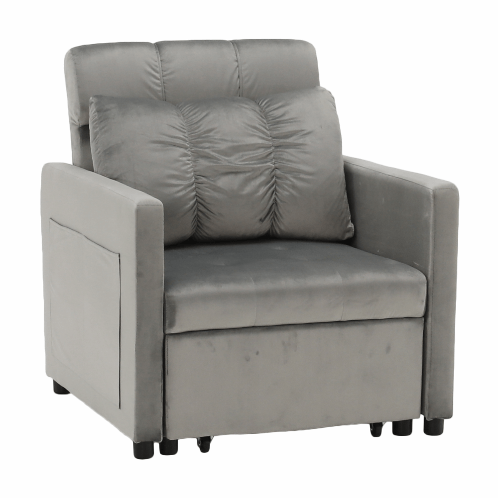Fotoliu extensibil, catifea Velvet gri deschis, IGRIM - imagine 26