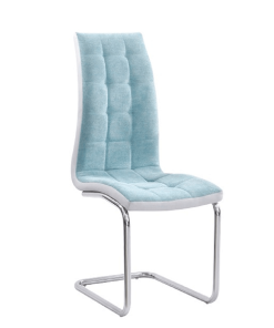 Scaun bucătărie, material textil mentol/piele ecologică gri/crom, SALOMA NEW
