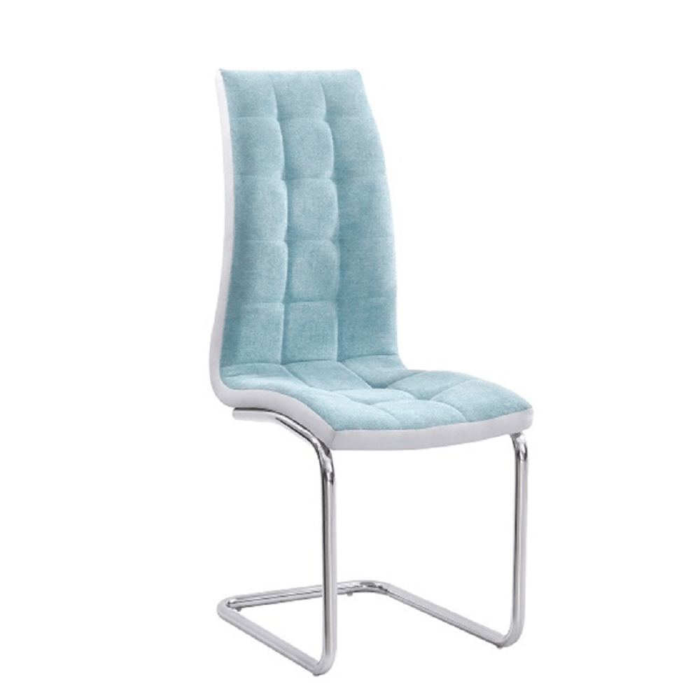 Scaun bucătărie, material textil mentol/piele ecologică gri/crom, SALOMA NEW - imagine 1
