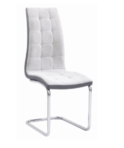 Scaun bucătărie, material textil gri deschis/piele ecologică gri/crom, SALOMA NEW