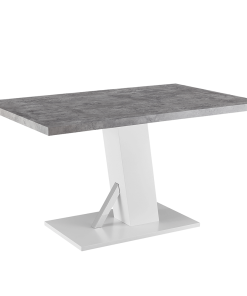 Masă dining, beton/alb extra lucios HG, 138, BOLAST