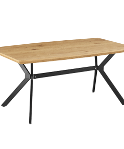 Masă dining, stejar/negru, 160, MEDITER
