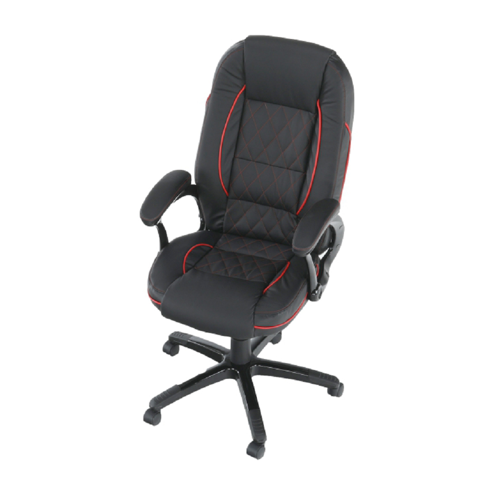 Fotoliu de birou, piele ecologică negru/tiv roşu, PORSHE NEW - imagine 4