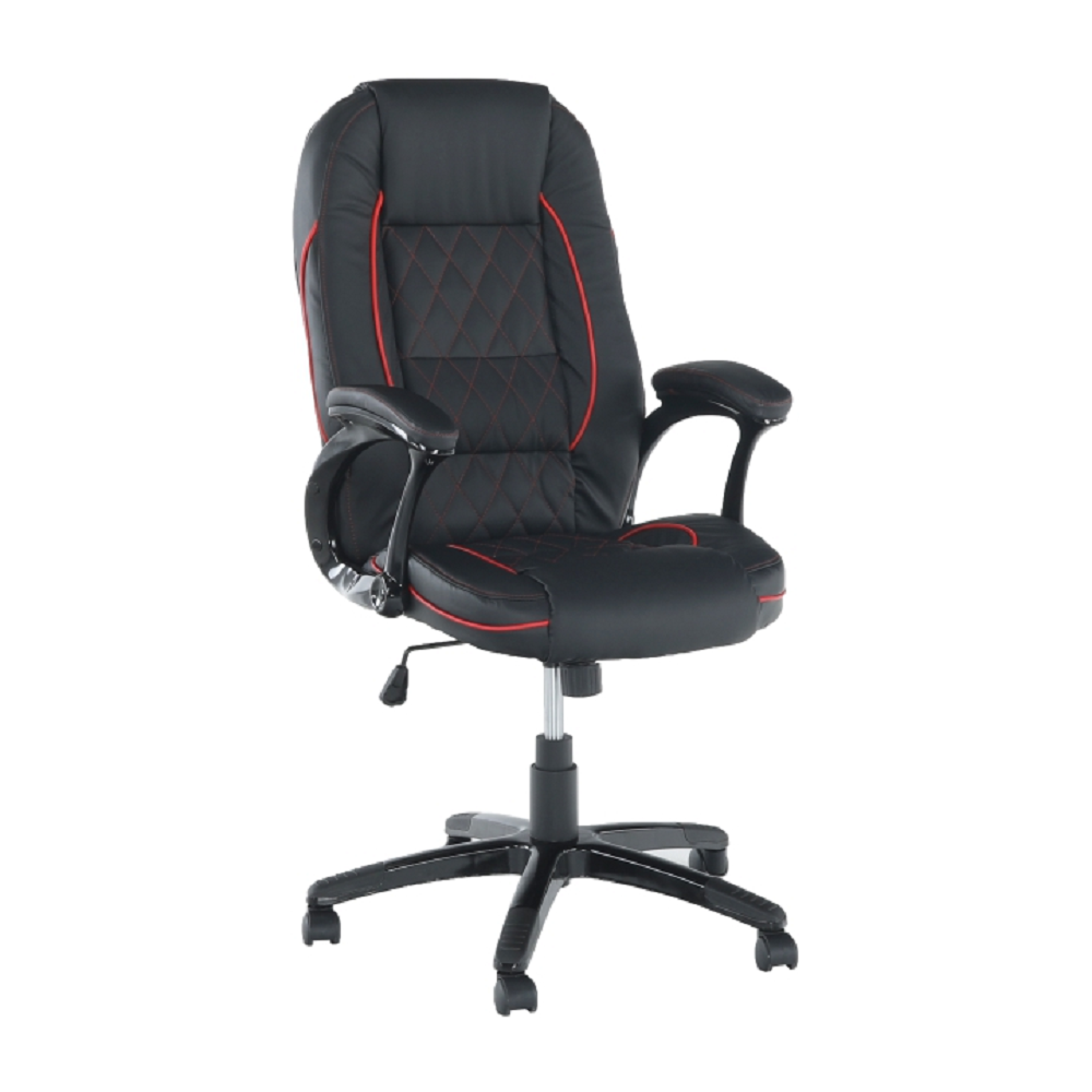 Fotoliu de birou, piele ecologică negru/tiv roşu, PORSHE NEW - imagine 1