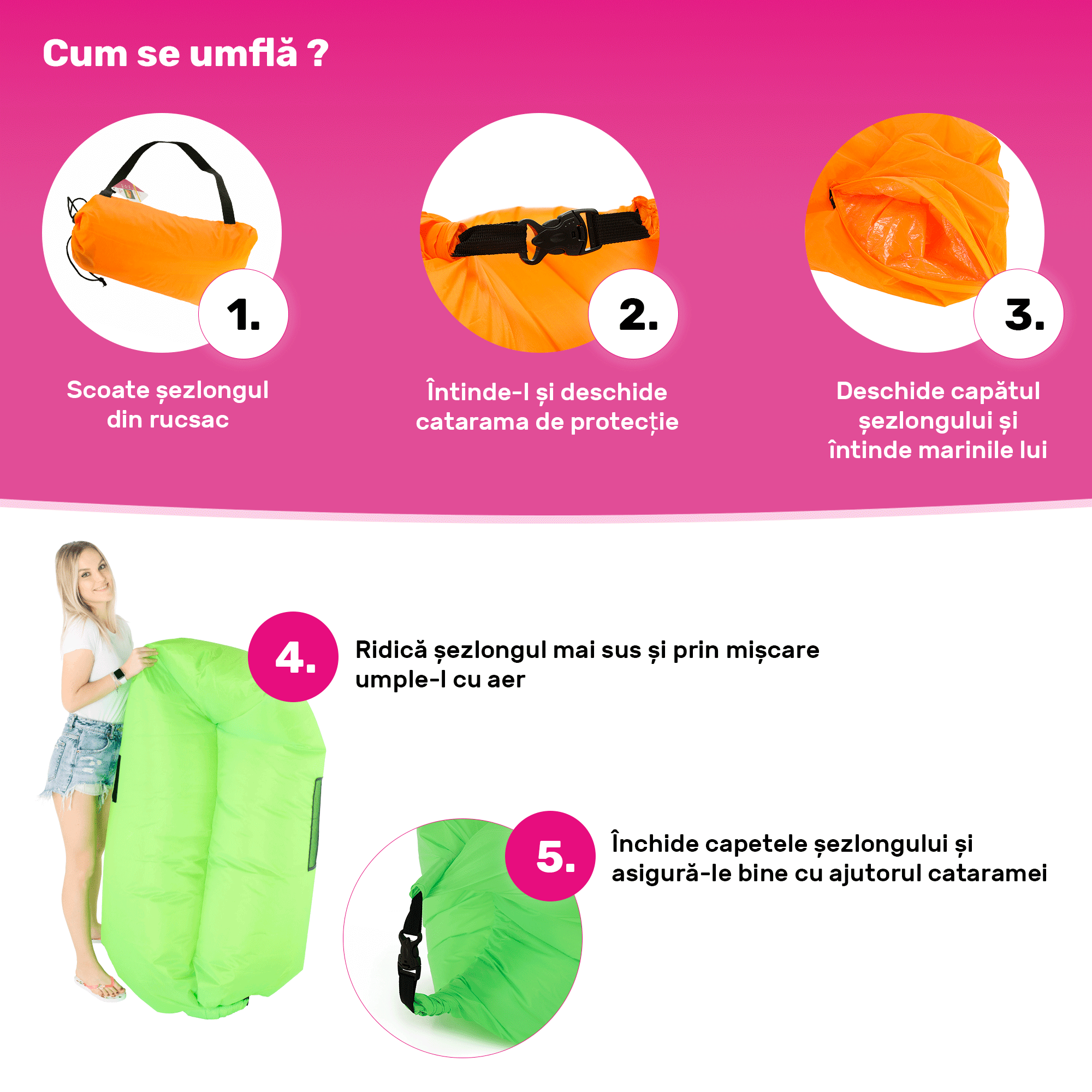Geantă scaun gonflabilă / geanta leneşă, portocalie, LEBAG - imagine 43