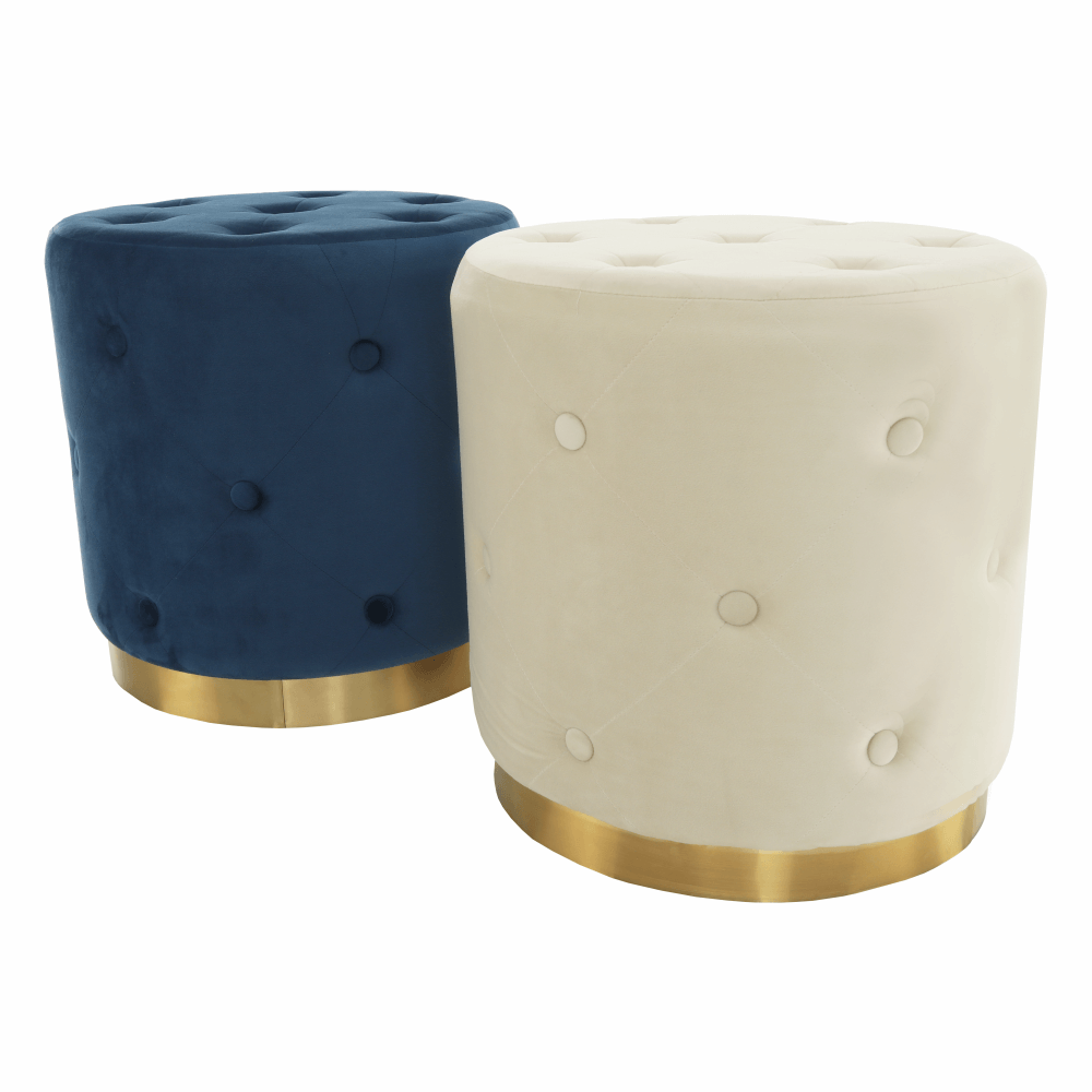 Taburet, catifea Velvet albastru regal/vopsea aurie, LEONID - imagine 4