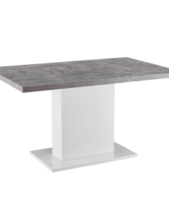 Masă dining, beton/alb extra lucios HG, 138, KAZMA