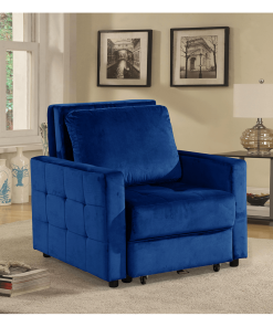 Fotoliu extensibil, catifea Velvet albastru regal, PECHRO