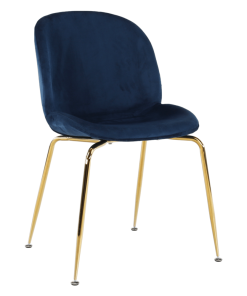 Scaun, material textil Velvet albastru/gold crom-auriu, PORTIA