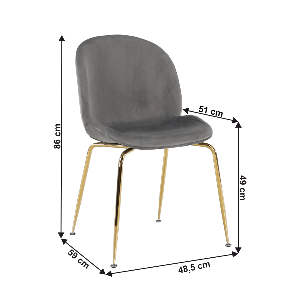 Scaun, material textil Velvet gri maro Taupe/gold crom-auriu, PORTIA - imagine 3