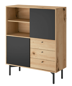 Etajeră FR 102, stejar artisan/negru, FORSO