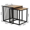 Set a două măsuţe de cafea, stejar/negru, RIMBO - Thumbnail Image 3