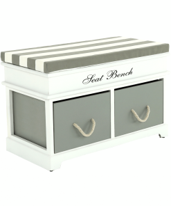 Bancă cu  pernă, 2 sertare, alb/gri, SEAT BENCH  2 NEW