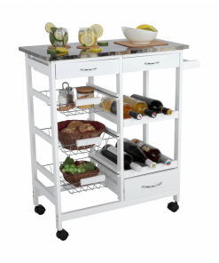 Cărucior de servire, alb / marmură, SEMIR