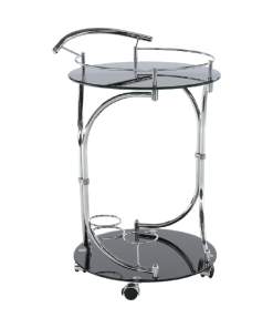Măsuţă de servire, sticlă neagră/crom, VESNA