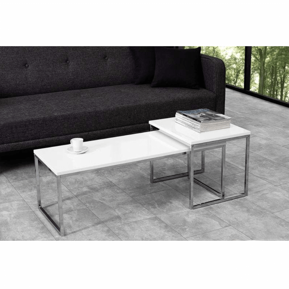 Set 2 măsuţe de cafea, alb extra lucios, ENISOL TYP 2 - imagine 18