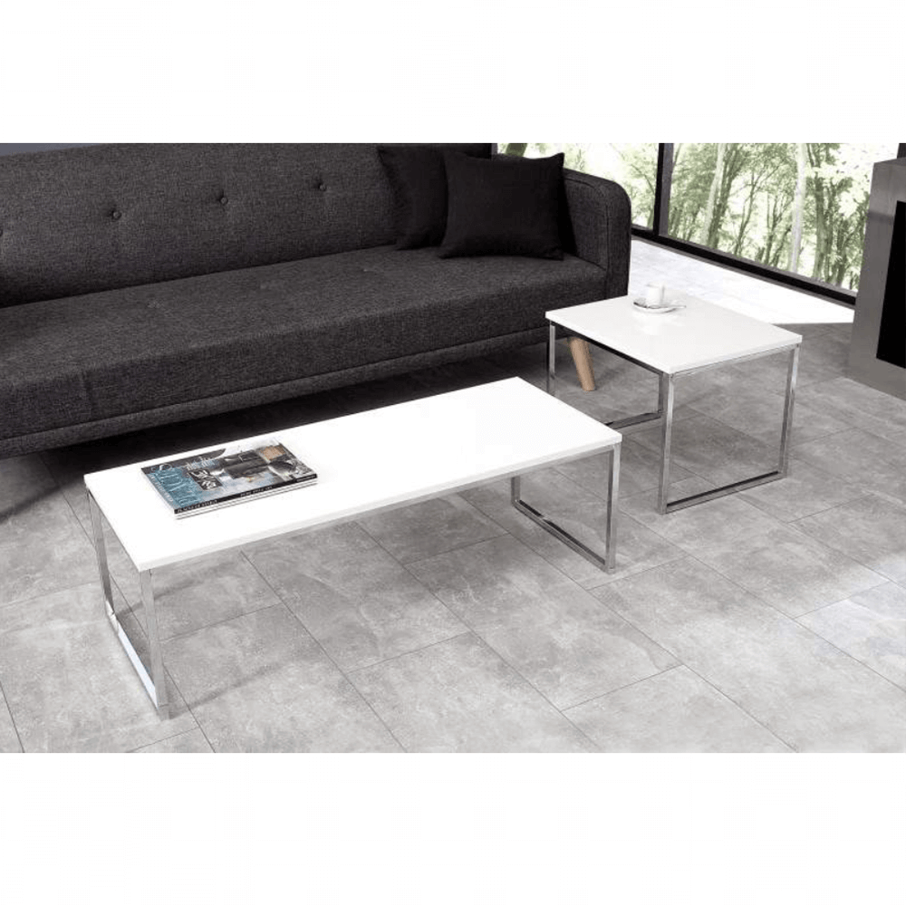 Set 2 măsuţe de cafea, alb extra lucios, ENISOL TYP 2 - imagine 17