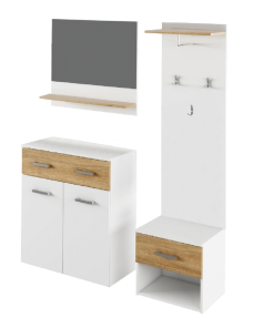 Set mobilă vestibul, alb/stejar sonoma, SIMA