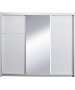 Dulap cu uşi glisante, alb/alb lucios, 208X213,  ASIENA