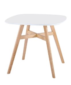 Masă dining, albă/natural, DEJAN 2 NEW