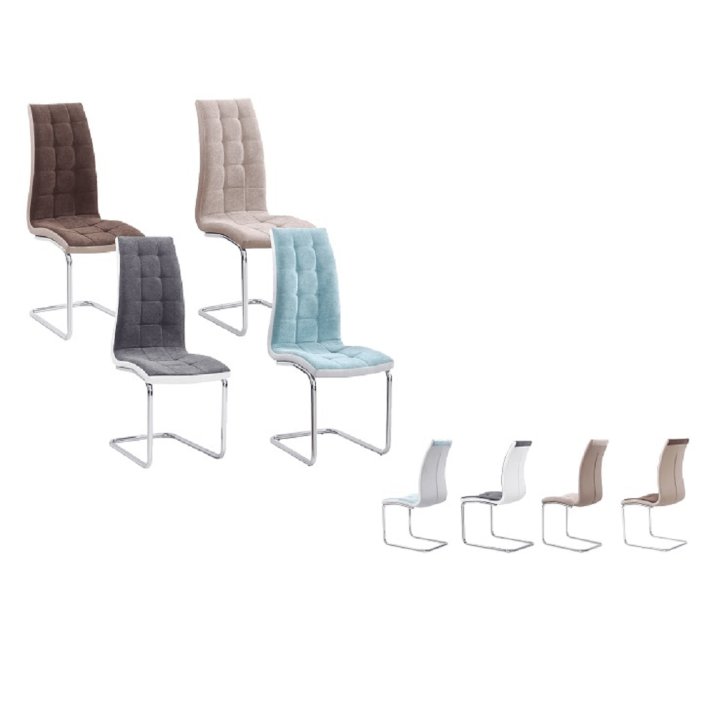 Scaun bucătărie, material textil mentol/piele ecologică gri/crom, SALOMA NEW - imagine 5