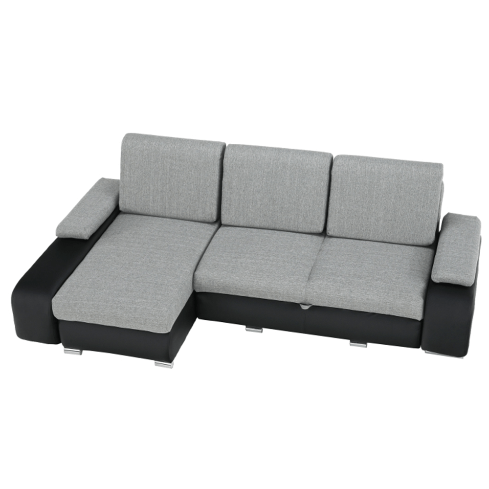 Colţar, piele ecologică negru/material textil gri, model stânga, LATE NEW - imagine 9