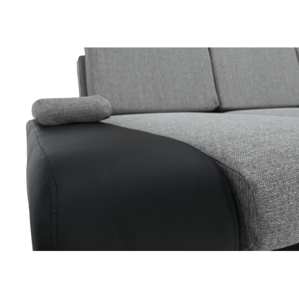 Colţar, piele ecologică negru/material textil gri, model stânga, LATE NEW - imagine 6