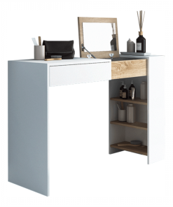 Măsuţă de toaletă/masă de scris, alb/stejar sonoma, ELIS