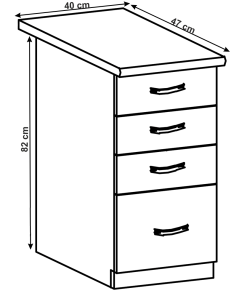 Corp inferior cu 4 sertare 400, gri mat/alb, LAYLA D40S4