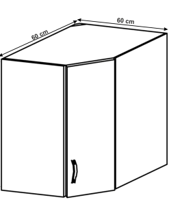 Corp suspendat colț 600, alb/gri mat, LAYLA G60N