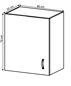 Corp suspendat 600 o ușă, alb/gri mat, LAYLA G601F