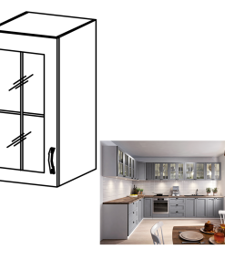 Corp suspendat vitrină, alb/gri mat, LAYLA G30S/G40S