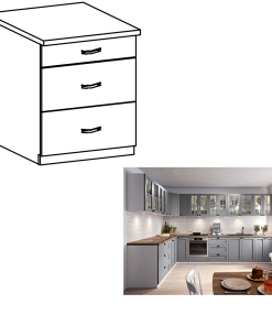 Corp inferior cu 3 sertare, gri mat/alb, LAYLA D60S3/D80S3