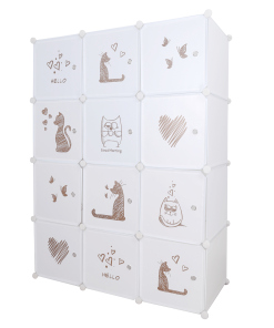Dulap modular pentru copii, model alb / maro pentru copii, KITARO